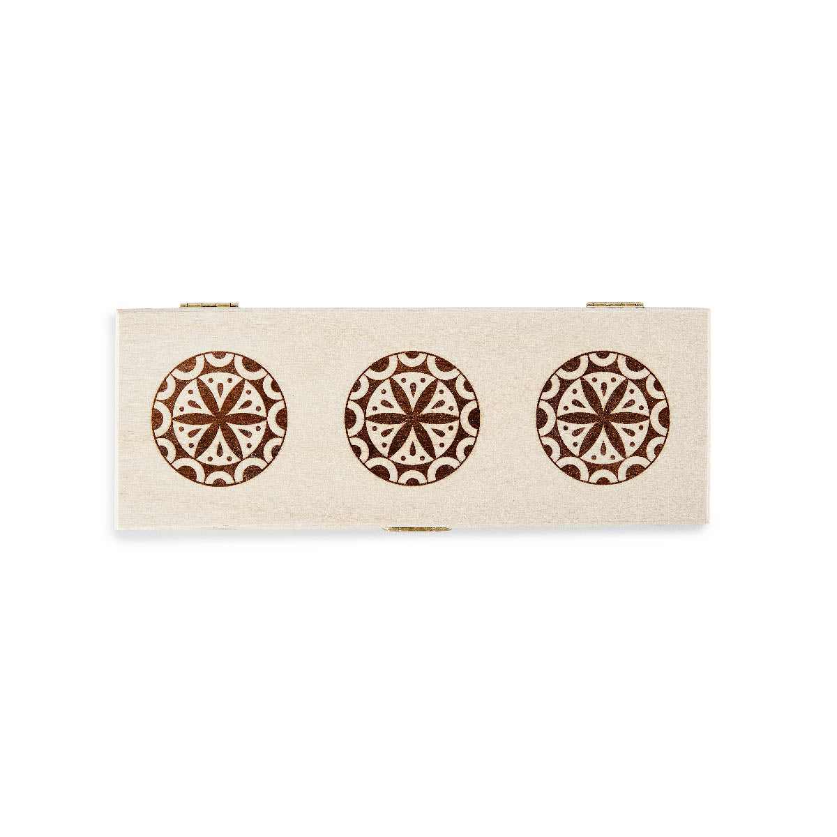 Leere Geschenkbox aus Holz mit Engadiner Sgraffito-Motiv für 3 Gläser 85g nach Wahl
