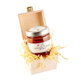 Gift box with a silhouette motif and a jar of honey