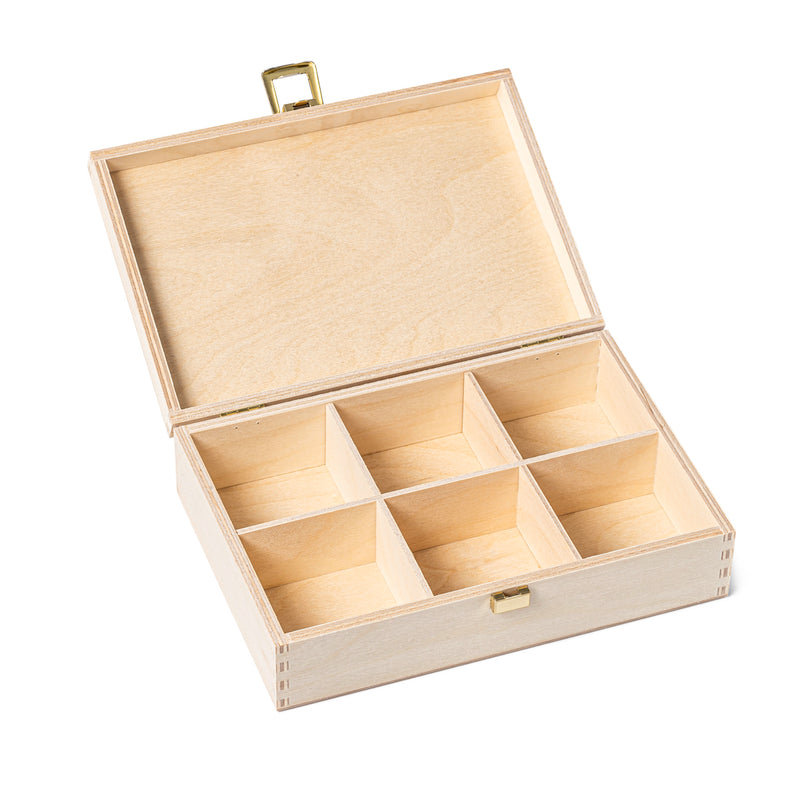 Leere Geschenkbox aus Holz für 6 Gläser 80-85g