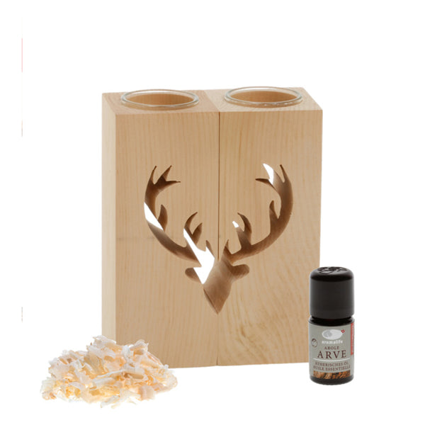 Pine gift set "Hirsch" with pine oil, pine shavings and tea light 